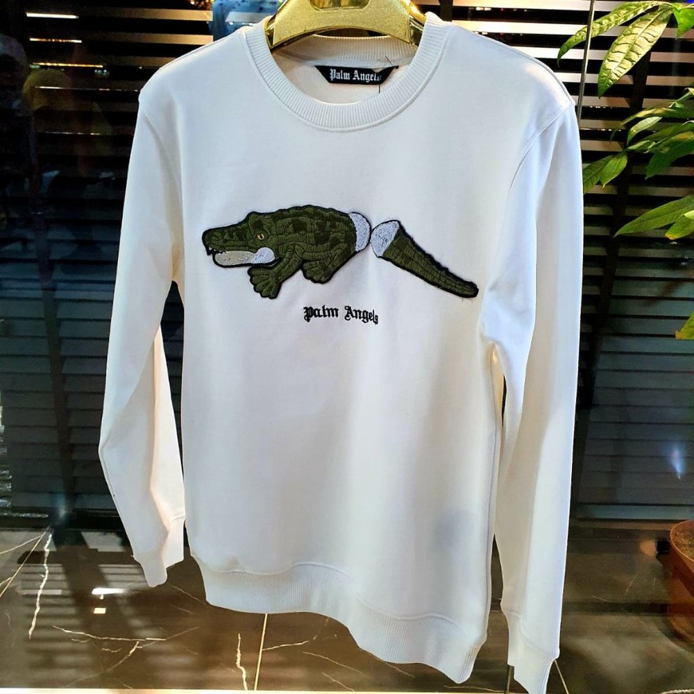 Palm Angels White Cotton Sweatshirt For Men